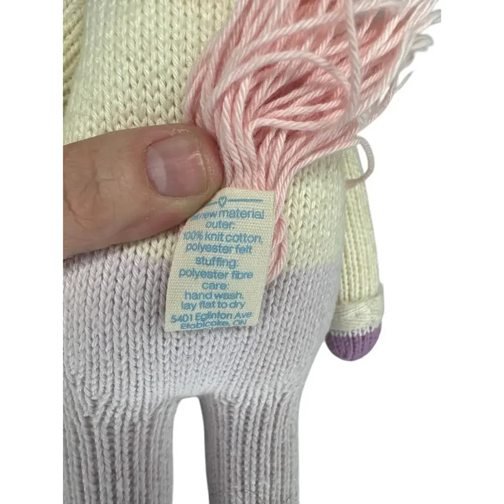 Cuddle + Kind Unicorn Stuffed Animal Handmade Peru Knit Rainbow Shirt 13